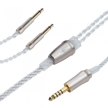 MEZE 99 SERIES UPGRADE Câble de Modulation Jack 4.4mm Symétrique vers 2x Jack 3.5mm Cuivre OFC Plaqué Argent 1.2m