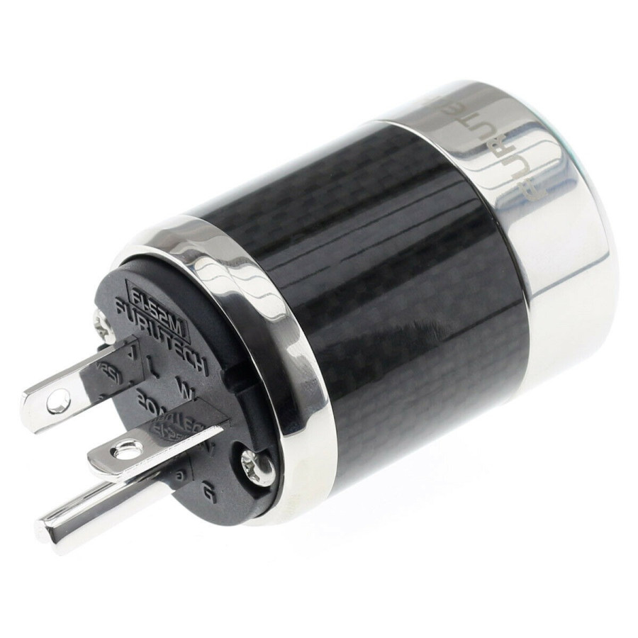 thumbnail interactive-video image 1 of Carbon Fiber Rhodium Plated US Power Plug Connector – IEC Audio Plug, HiFi Grade 1 of 5