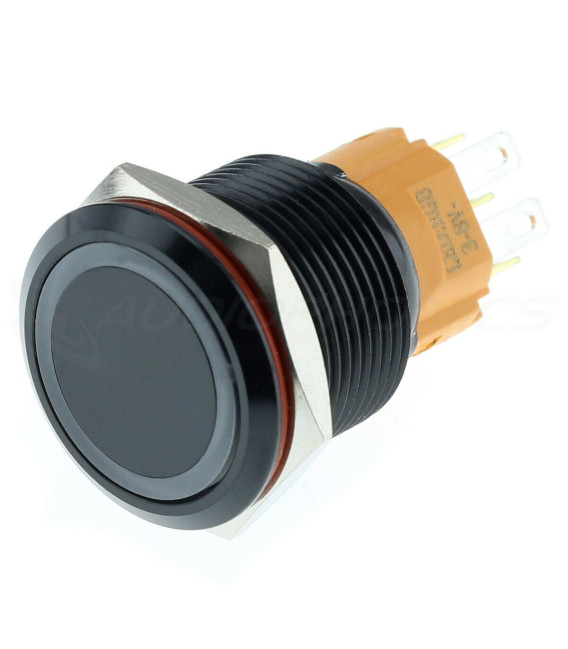 [GRADE S] White LED Button 1NO1NC 8V Ø16mm Black - Audiophonics