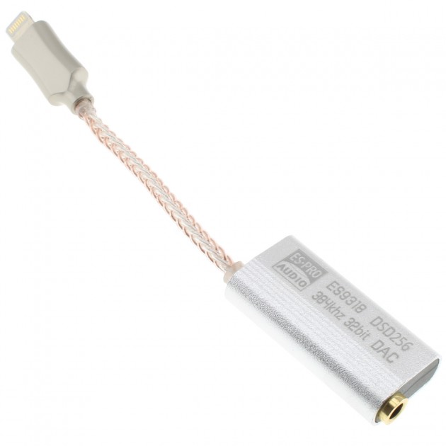 Audiophonics DAC ES9318C Male Lightning MFI to Female Jack 3.5mm Hi Res 32bit 384kHz DSD256
