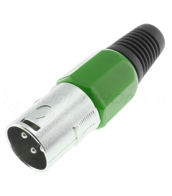 DYNAVOX 3 Way Male XLR Connector Ø8mm Green (Unit) - Audiophonics