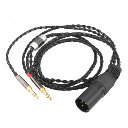 Male XLR 4 Pins to 2x Male Jack 3.5mm Headphone Cable OCC Copper 1.5m