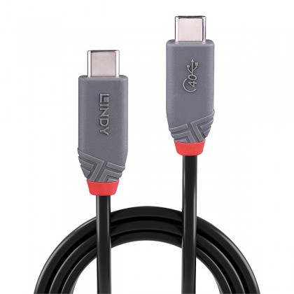 LINDY ANTHRA LINE Câble USB-C Mâle USB4 40Gbit/s Cuivre Plaqué Argent Blindé 0.8m