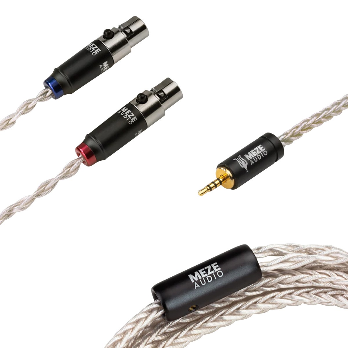 MEZE Câble de Modulation Symétrique Jack 2.5mm vers 2x Mini XLR Cuivre PCUHD Plaqué Argent 1.3m