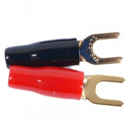 DAYTON AUDIO Cosse Fourche Isolée Plaquée Or Ø3mm Noir/Rouge (x4)