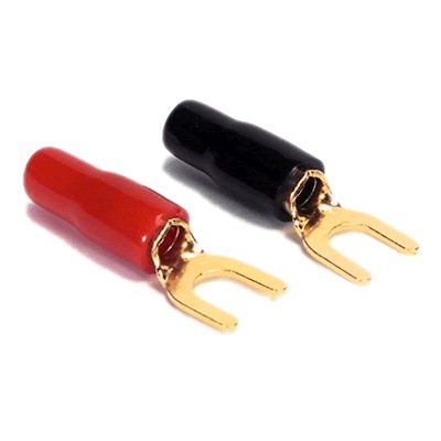 DAYTON AUDIO Cosse Fourche Isolée Plaquée Or Ø4.5mm Noir/Rouge (x4)