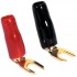 DAYTON AUDIO Angled Insulated Fork Crimp Terminal Gold Plated Ø3.5mm Black/Red (x4)