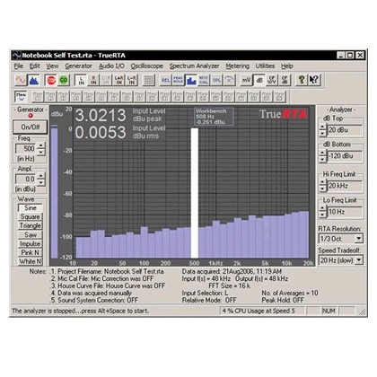 TrueRTA logiciel de mesure Audio Level 2 Version 3