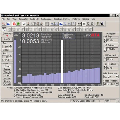 TrueRTA Audio Level 2 Version 3 Measurement Software