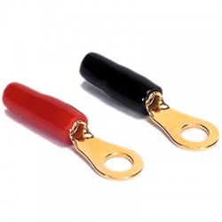 DAYTON AUDIO Insulated Ring Crimp Terminal Gold Plated Ø3.5mm Black/Red (x4)