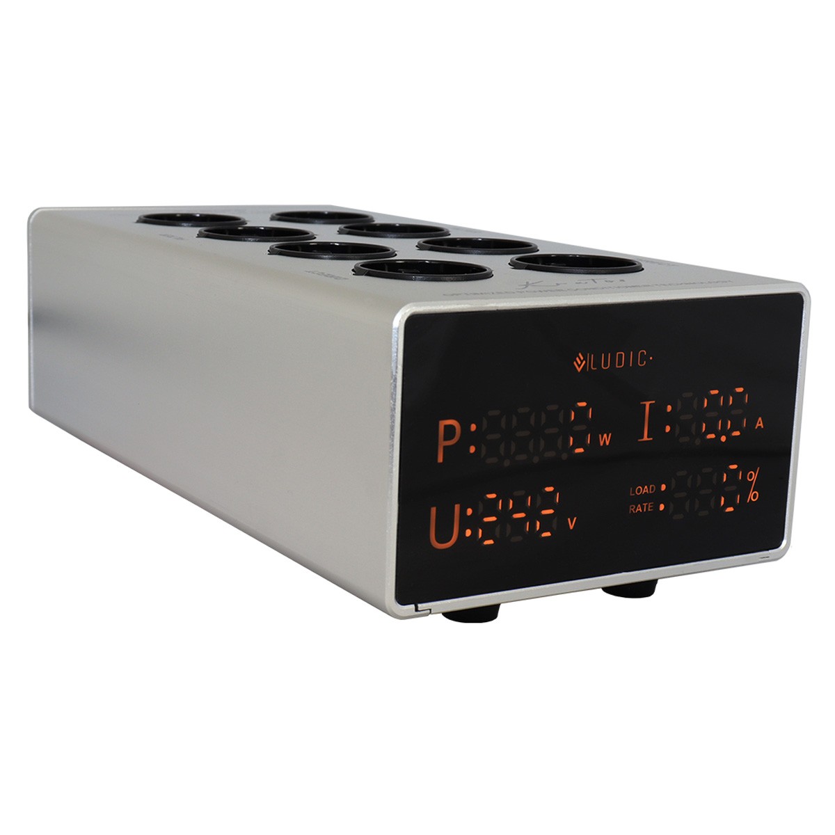 LUDIC KRATOS Distributeur Secteur Filtré 8 Prises Schuko Argent