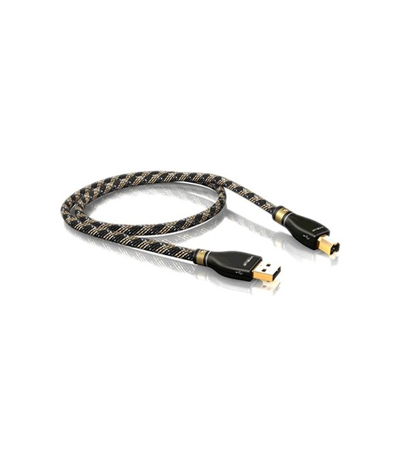 ViaBlue KR-2 – Cavo USB 2.0 A/B Da 3 Metri, Argento, Connettori Placcati Oro 24k, Alta Fedeltà Per Audio E Video
