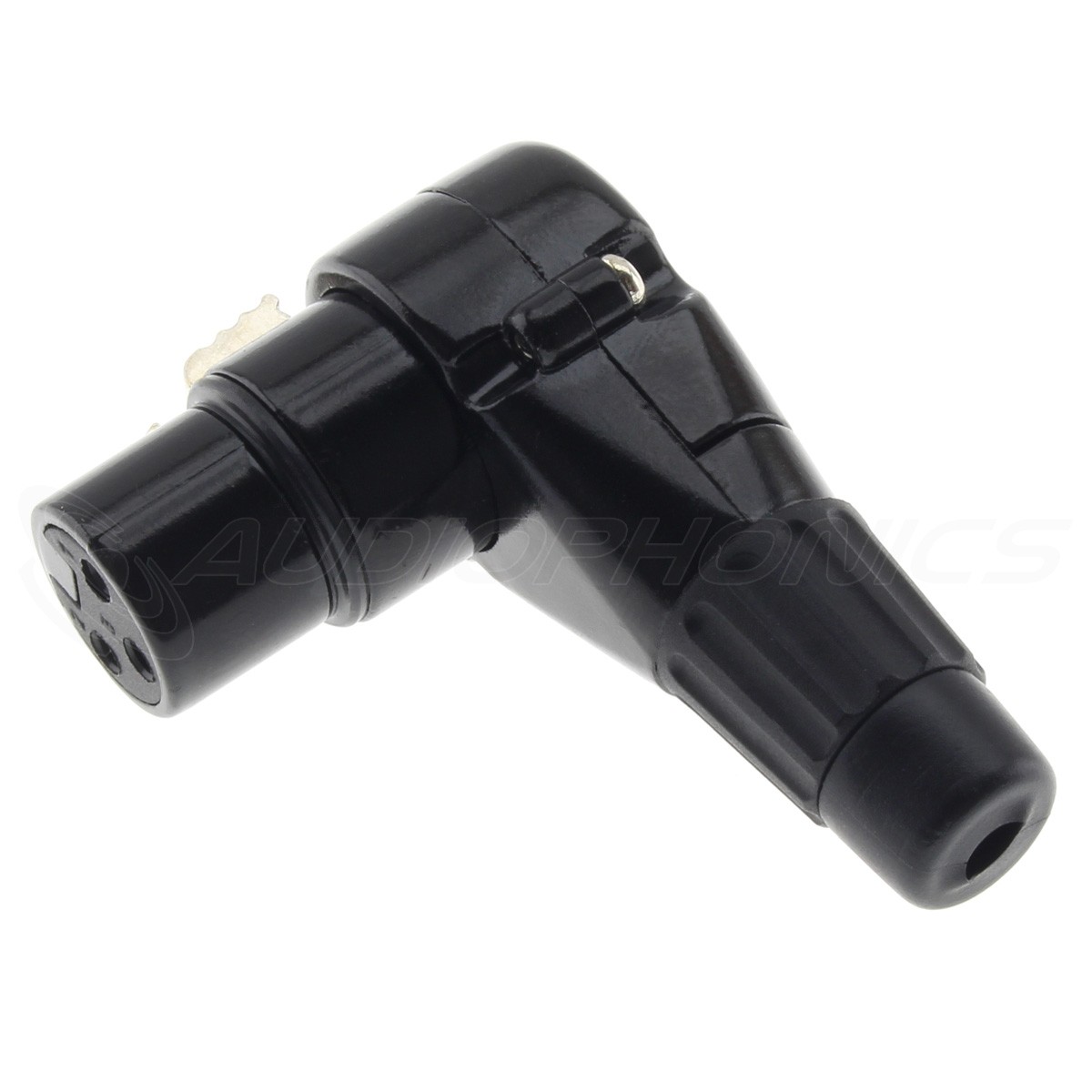 Angled 90° Female 3 Pins XLR Connector Black Ø7mm