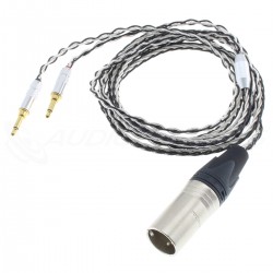 Câble Casque Symétrique XLR 4 Pins Mâle vers 2x Jack 3.5mm Mono Mâles Cuivre Plaqué Argent 1.5m