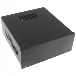100% Aluminium DIY Box / Case angled corners 227x208x89mm Black
