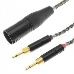 Câble Casque Symétrique XLR 4 Pins Mâle vers 2x Jack 2.5mm Mono Mâles Cuivre OFC Plaqué Argent 1.5m