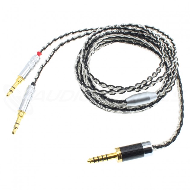 Audiophonics - Câble Casque Symétrique Jack 4.4mm Mâle vers 2x Jack 3.5mm  Mâles Cuivre Argent 1.5m