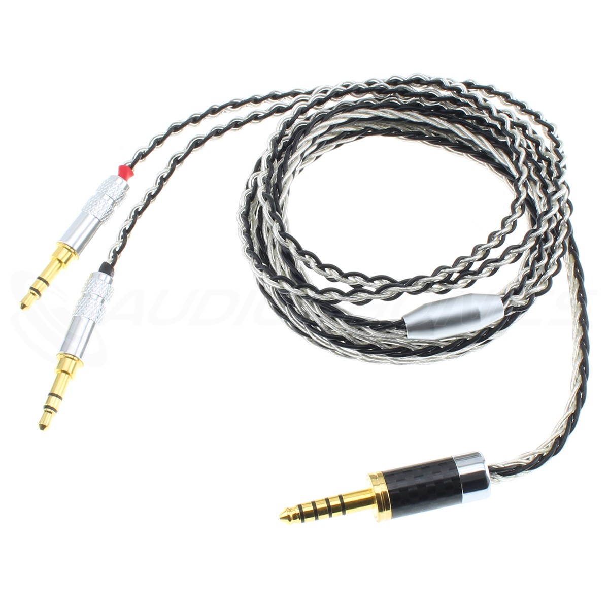 Balanced Headphone Cable Male Jack 4.4mm to 2x Male Jack 3.5mm Copper Silver 1.5m