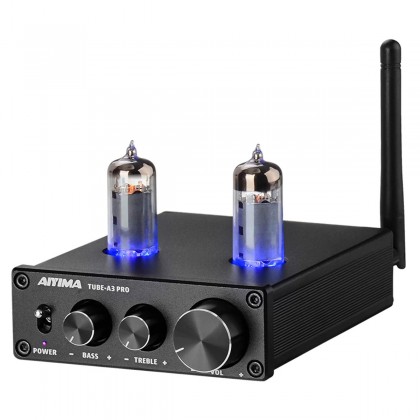 AIYIMA TUBE-A3 PRO Préamplificateur à Tubes Stéréo 2x 6K4 2x AOP NE5532 Bluetooth 5.0 Noir