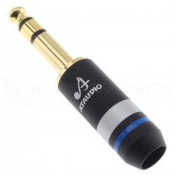 ATAUDIO AT-0T Connecteur Jack 6.35mm TRS Plaqué Or Ø8mm Bleu