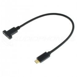 Passe-Cloison USB-C Mâle vers USB-C Femelle Plaqué Or 30cm