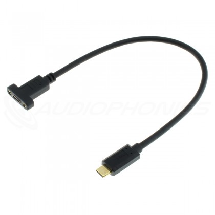 Bulkhead Pass Male USB-C to Female USB-C Gold Plated 30cm
