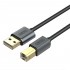 Male USB-A to Male USB-B Cable Copper Gold Plated 1m