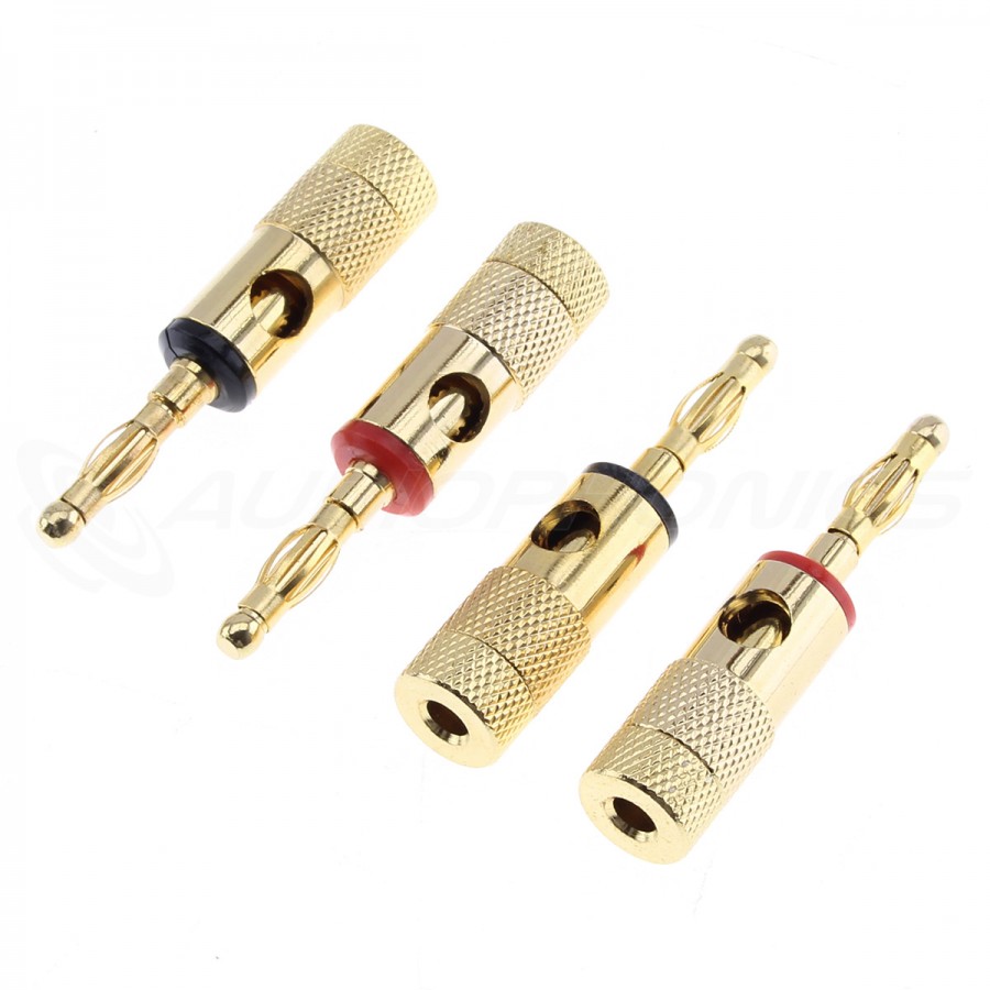 DYNAVOX Banana Plugs Gold Plated Ø6mm (Set x4) Audiophonics