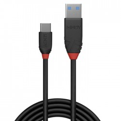 LINDY BLACK LINE Male USB-A to Male USB-C 3.2 Cable SuperSpeed+ 10Gbps 3A 1.5m