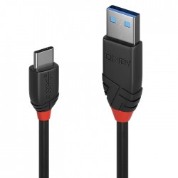 LINDY BLACK LINE Male USB-A to Male USB-C 3.2 Cable SuperSpeed+ 10Gbps 3A 1.5m