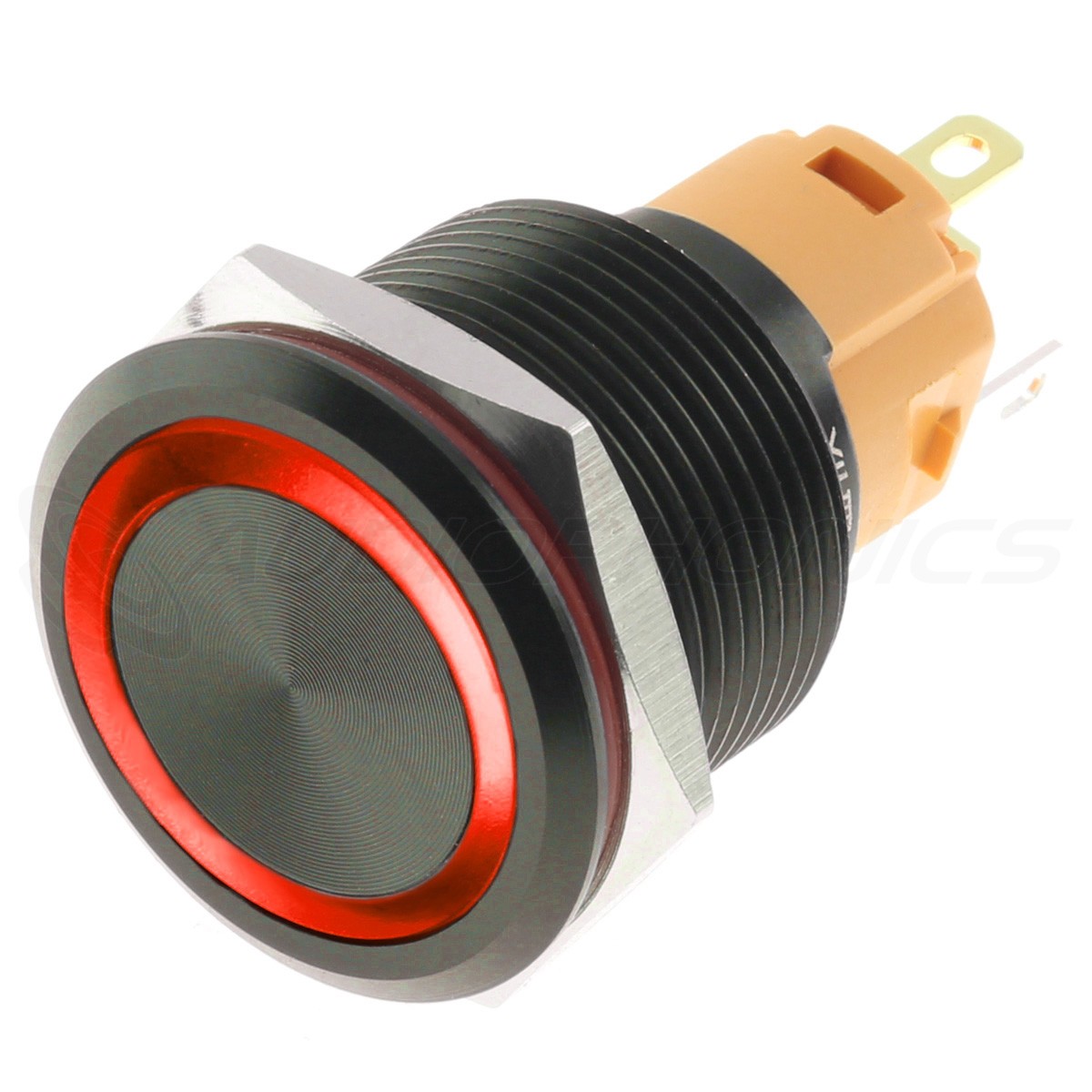 LB Aluminium Push Button with Red Light 250V Ø16mm Black