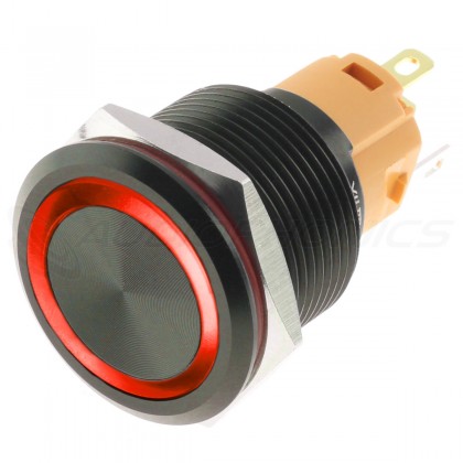 LB Interrupteur Aluminium avec Cercle Lumineux Rouge 250V Ø16mm Noir