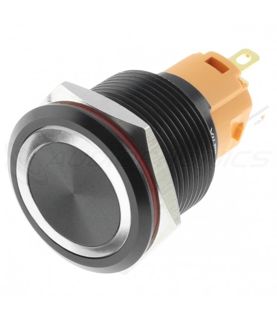 LB Aluminium Push Button with White Light 250V Ø19mm Black - Audiophonics