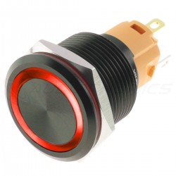 LB Bistable Aluminium Button with Red Light 250V Ø19mm Black