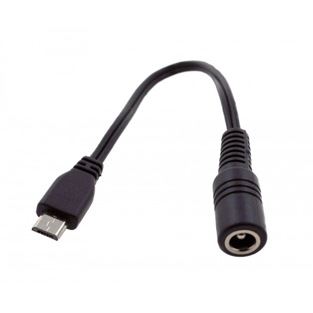 Adaptateur Jack DC 5.5 / 2.1mm Femelle vers Micro USB Mâle 22AWG 15cm -  Audiophonics