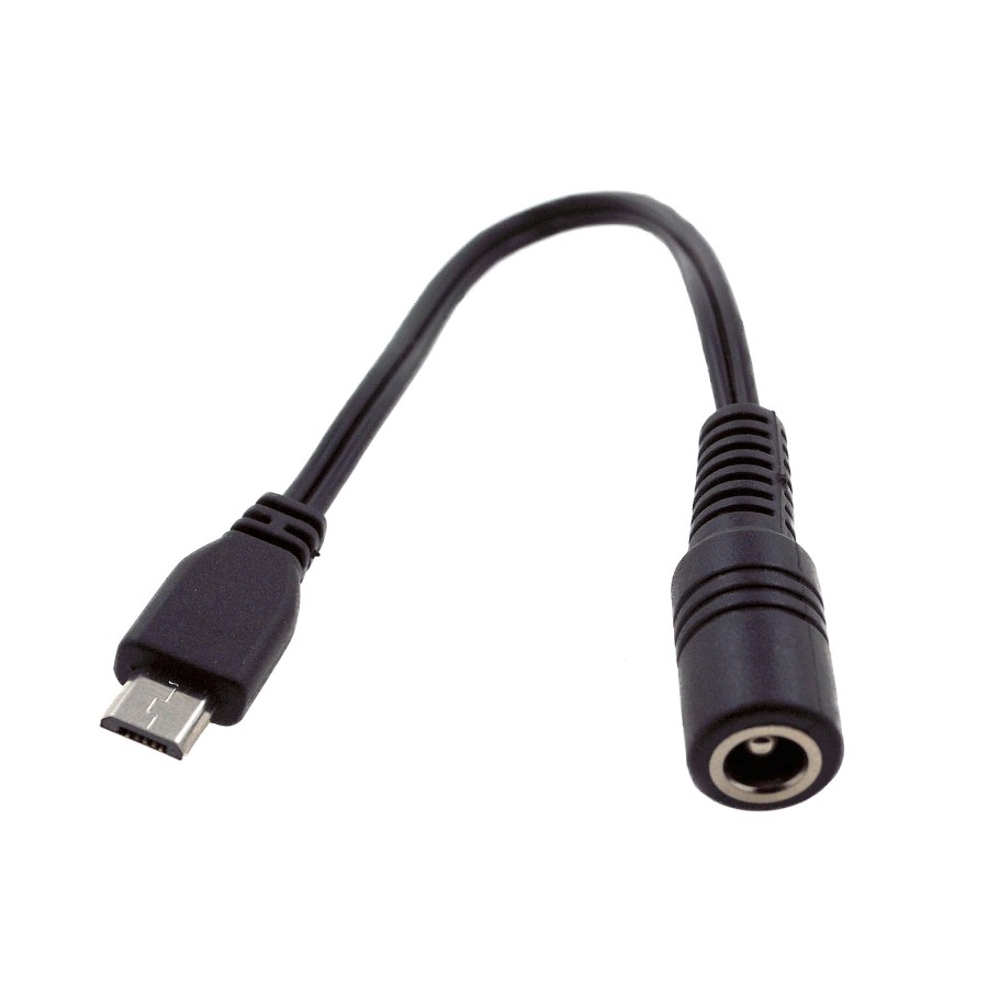 Female Jack DC 5.5 / 2.1mm to Male Micro USB adapter 22AWG 15cm -  Audiophonics