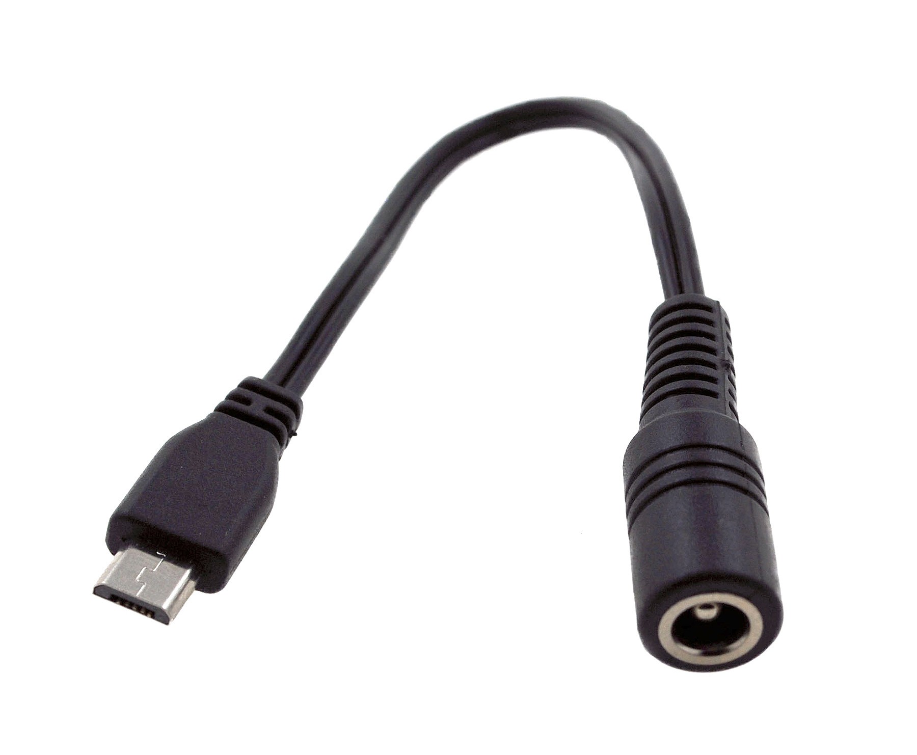 Female Jack DC 5.5 / 2.1mm to Male Micro USB adapter 22AWG 15cm