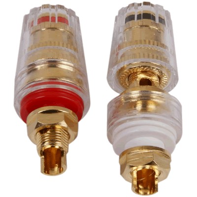 Insulated Terminals Acrylic Plated Gold Ø19mm x 46mm (Pair)