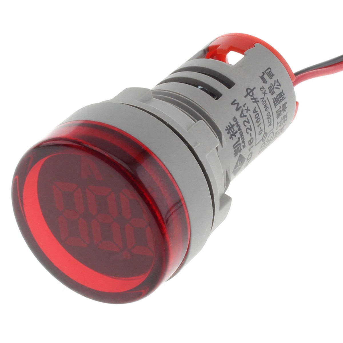 Afficheur de Courant Ampèremètre AC à LED Rouge 0-100A Ø29mm - Audiophonics
