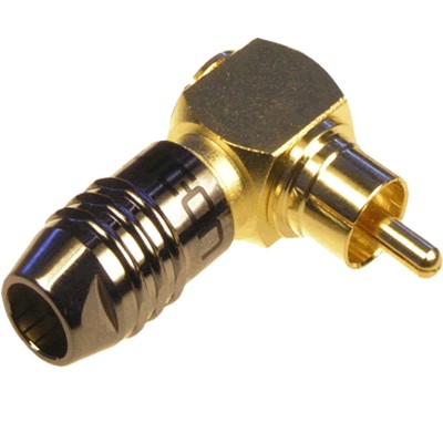 Hicon HI-CMA01 Connecteur RCA Noir plaqué Or coudé 90° Ø7.2mm (Unité)