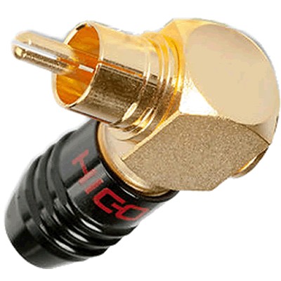 HICON HI-CMA01 Connecteur RCA Coudé 90° Plaqué Or Ø7.2mm (Unité) Rouge