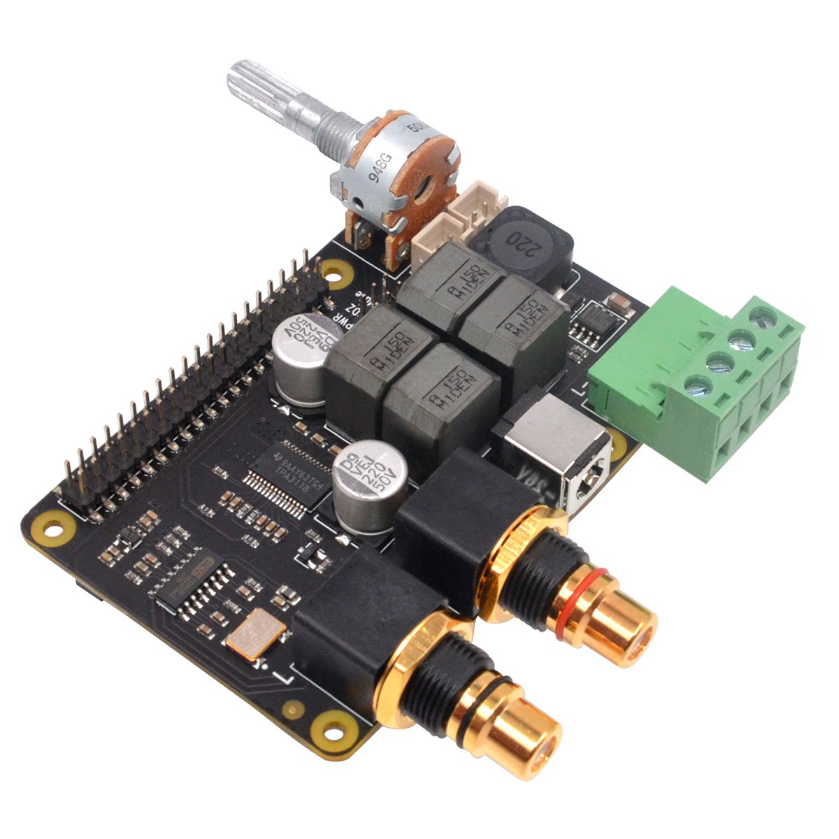 SUPTRONICS X5500 DAC ES9023 Class D Amplifier TPA3118D2 Module for Raspberry Pi 2x30W 4 Ohm 24bit 192kHz