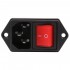 Power Socket IEC C14 with Red Lighted Toggle Switch 250V 10A Black