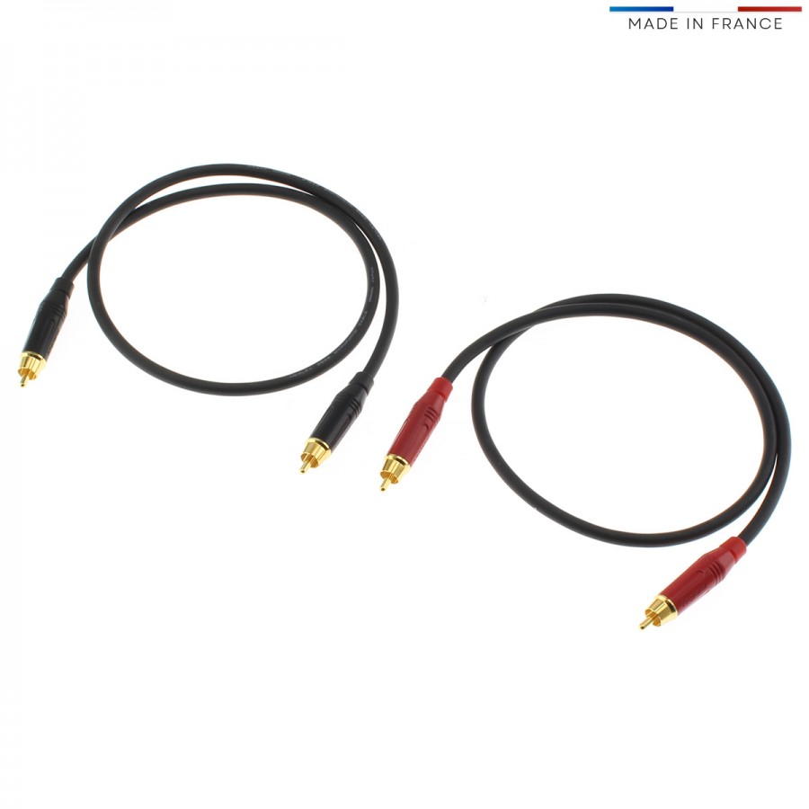 Audiophonics - Câble Numérique Coaxial SPDIF RCA-RCA Cuivre Pur Plaqué Or  24k 1m