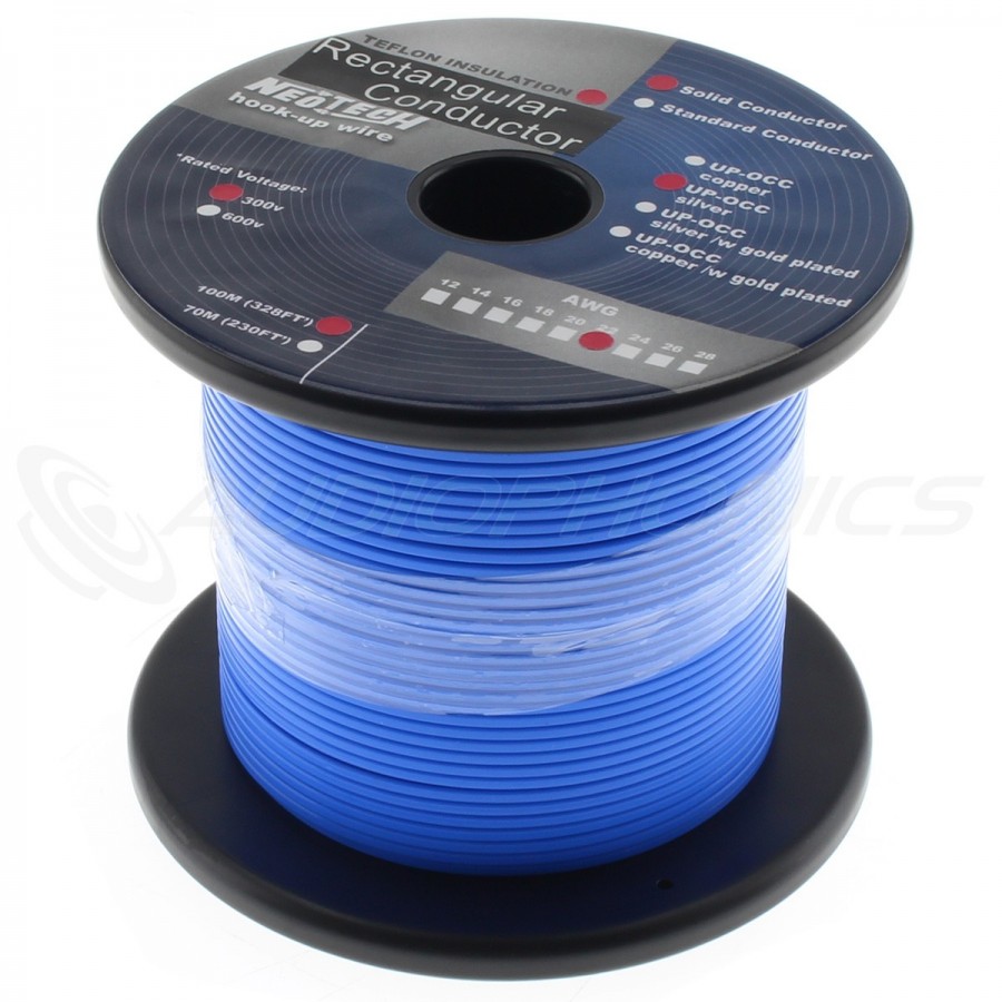 Neotech SOST-26 Solid Core UP-OCC Silver Hook-Up Wire - 26AWG, PTFE, Blue