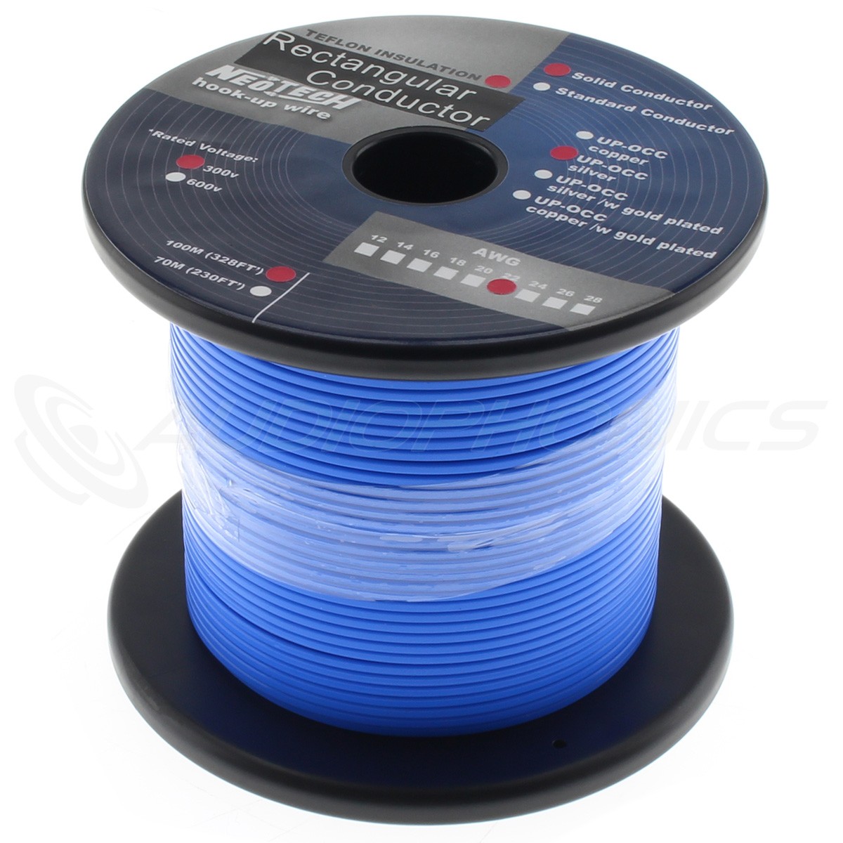 NEOTECH LEST-22 Fil de Câblage Argent Pur UP-OCC Monobrin PTFE 0.32mm² 22AWG