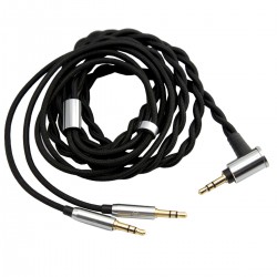 Angled Stereo Jack 3.5mm to 2x Mono Jack 3.5mm Cable Gold Plated 1.5m