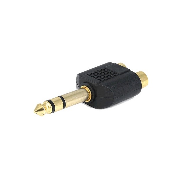 6.35 stereo male to 2 x RCA female plug 