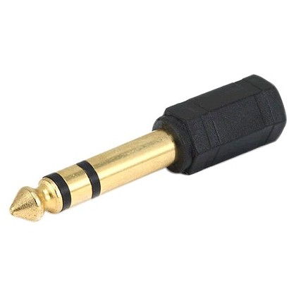 Adaptateur Jack 6,35 mâle Stéréo vers Jack 3,5 fem Mono plaqué Or