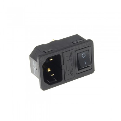 IEC C14 Plug with ON-OFF Toggle Switch and Fuse 250V 10A Black